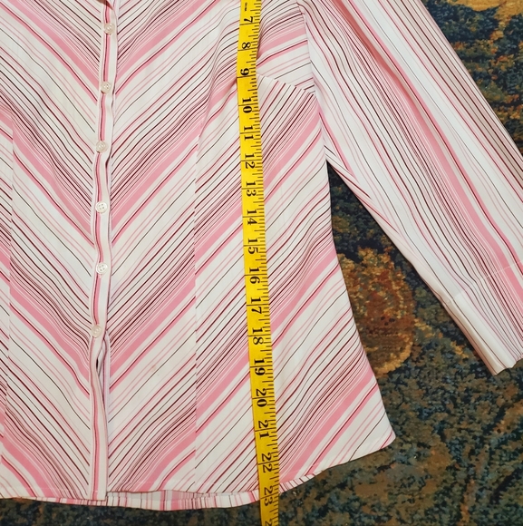 Worthington Stretch easy care Small size with stripe buttons down blouse - Picture 4 of 15